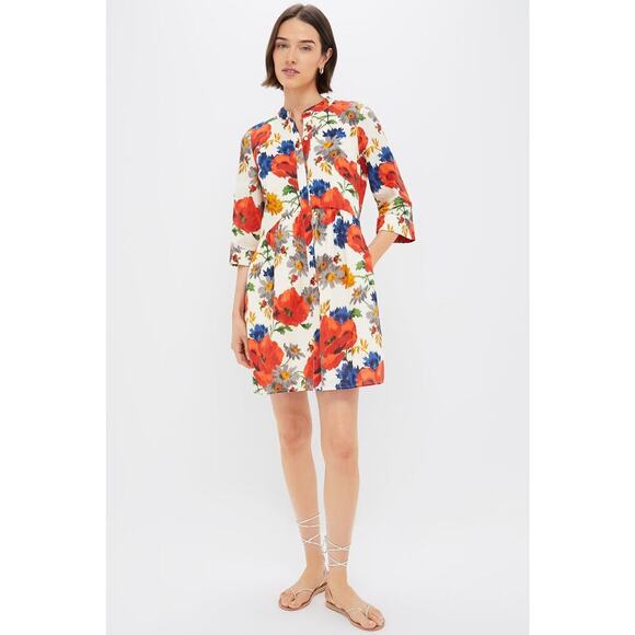 Tuckernuck Dresses & Skirts - TUCKERNUCK Crimson Poppy Cotton Linen Royal Shirt Dress Size XS NWT